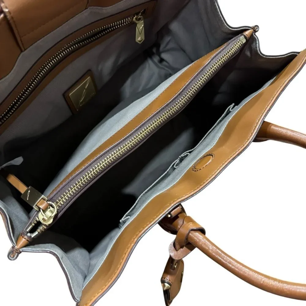 Revolve Brian Atwood Aniccola Brown Leather and Suede Satchel Handbag